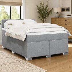 Double Box Spring Bed with Dark Grey Pocket Sprung Mattress