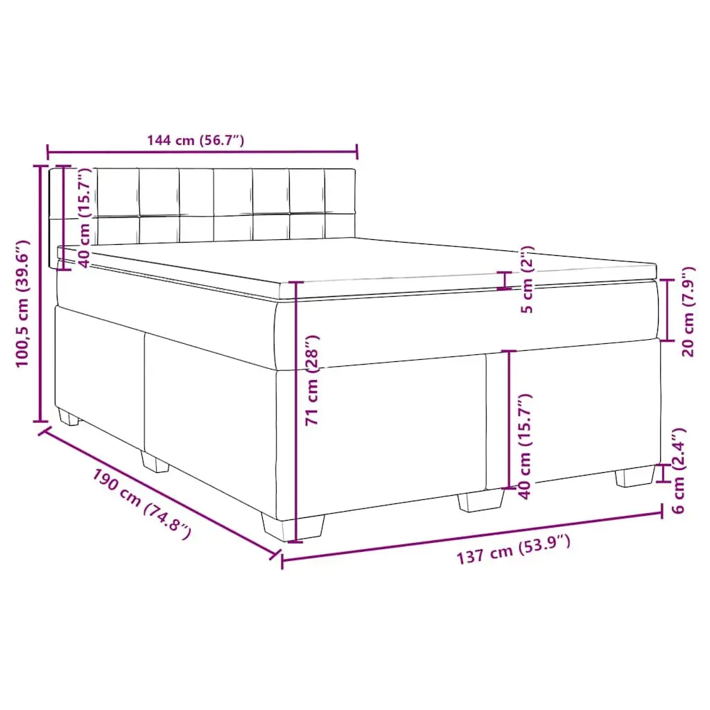 Double Box Spring Bed Black Fabric Frame with Pocket Spring Mattress
