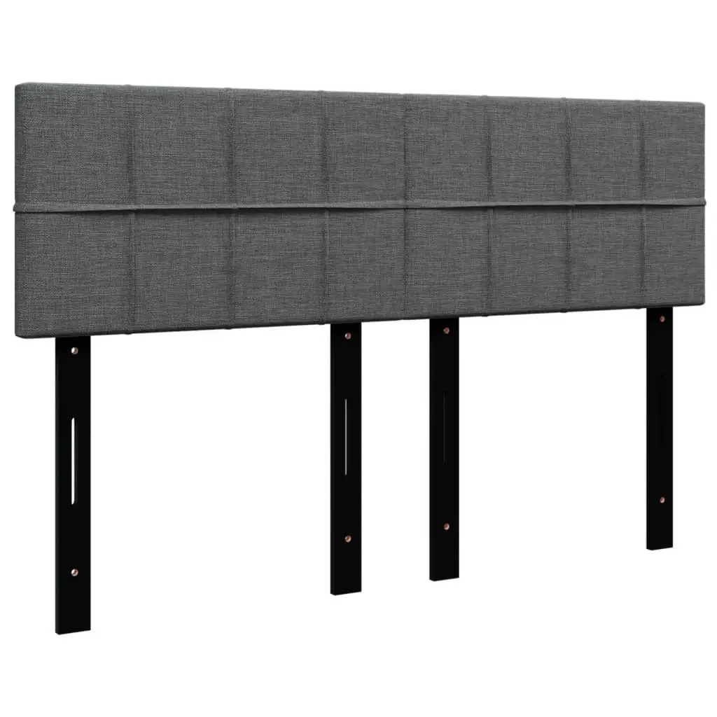 Double Box Spring Bed Black Fabric Frame with Pocket Spring Mattress