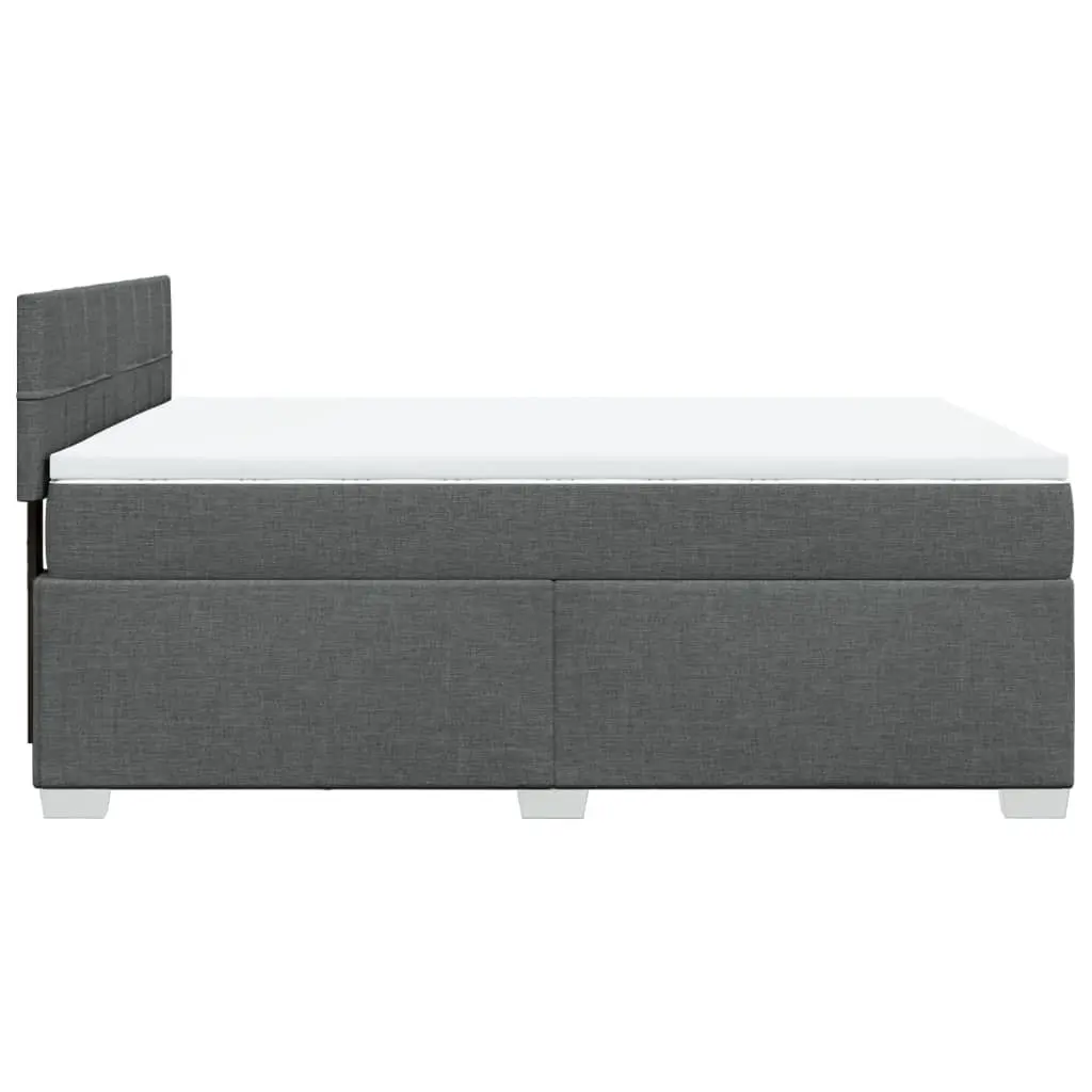 Double Box Spring Bed Black Fabric Frame with Pocket Spring Mattress