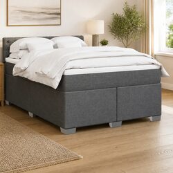 Double Box Spring Bed with Pocket Sprung Mattress in Black