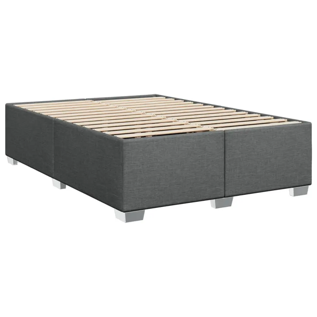 Double Box Spring Bed Black Fabric Frame Double Pocket Sprung Mattress Slatted Base