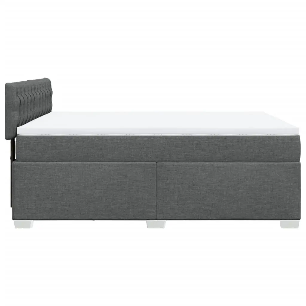 Double Box Spring Bed Black Fabric Frame Double Pocket Sprung Mattress Slatted Base