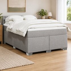 Double Box Spring Bed with Pocket Mattress in Grey
