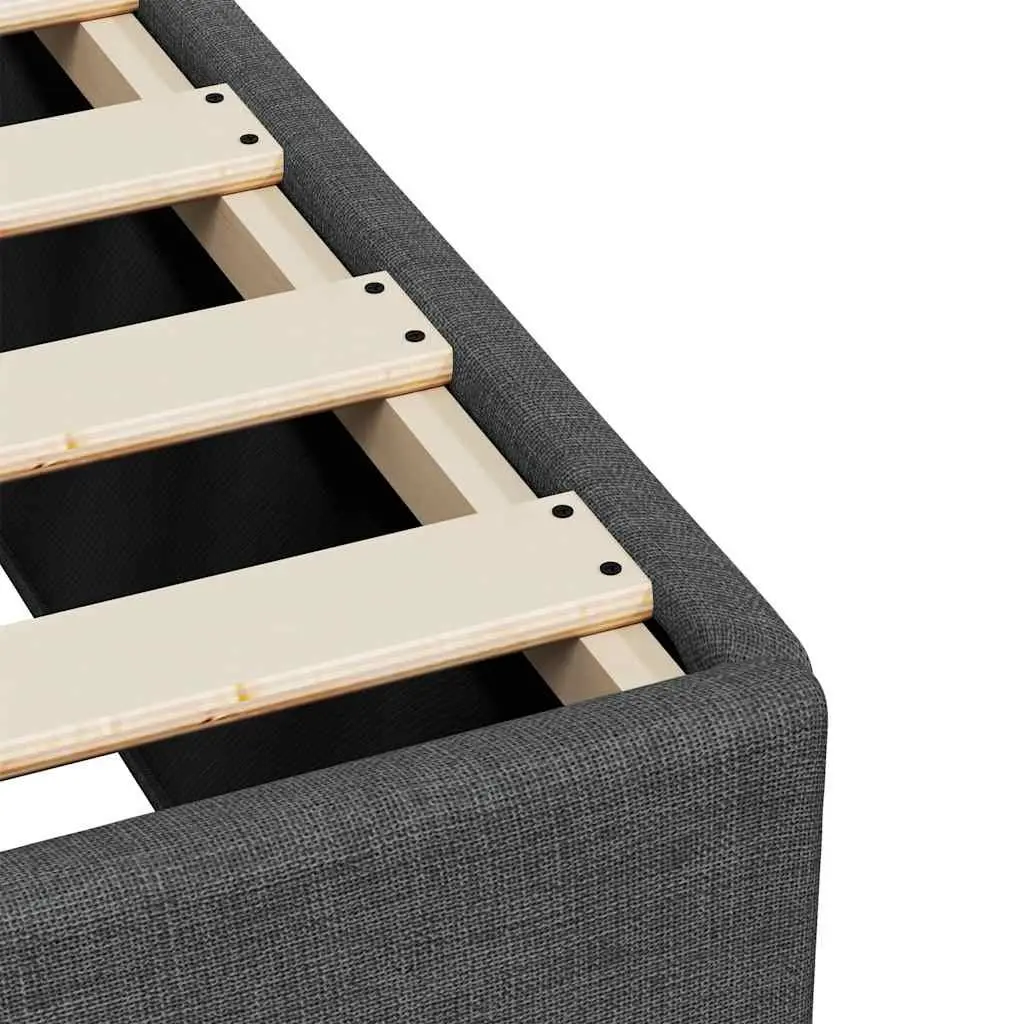 Double Box Spring Bed Black Fabric Frame Pocket Spring Mattress