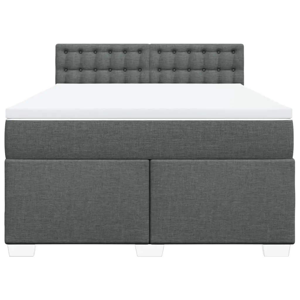 Double Box Spring Bed Black Fabric Frame Pocket Spring Mattress