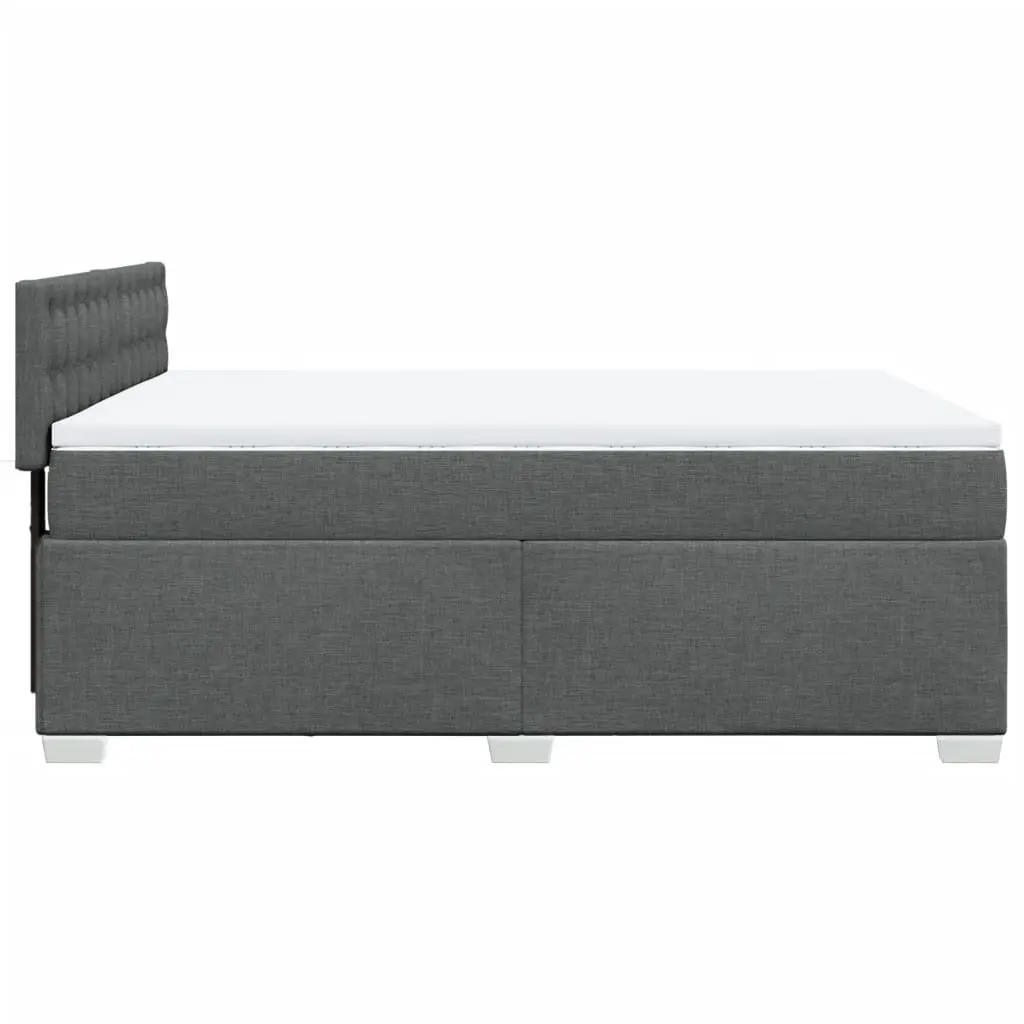 Double Box Spring Bed Black Fabric Frame Pocket Spring Mattress