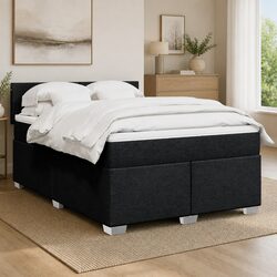 Queen Box Spring Bed with Pocket Spring Mattress in Black