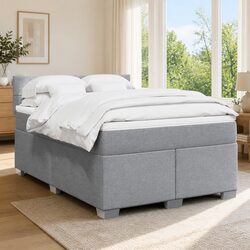 Queen Box Spring Bed with Pocket Spring Mattress in Grey