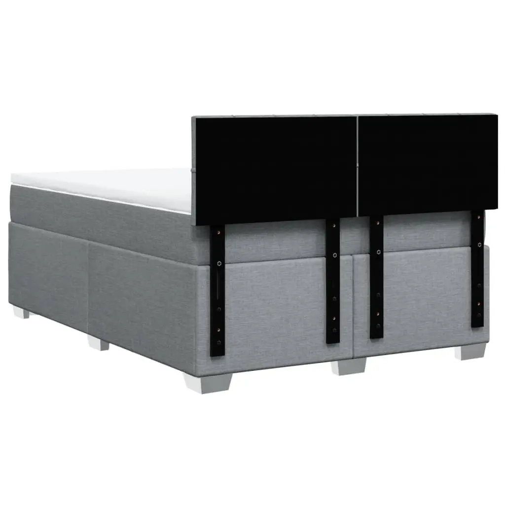 Queen Box Spring Bed Grey Fabric Pocket Spring Mattress