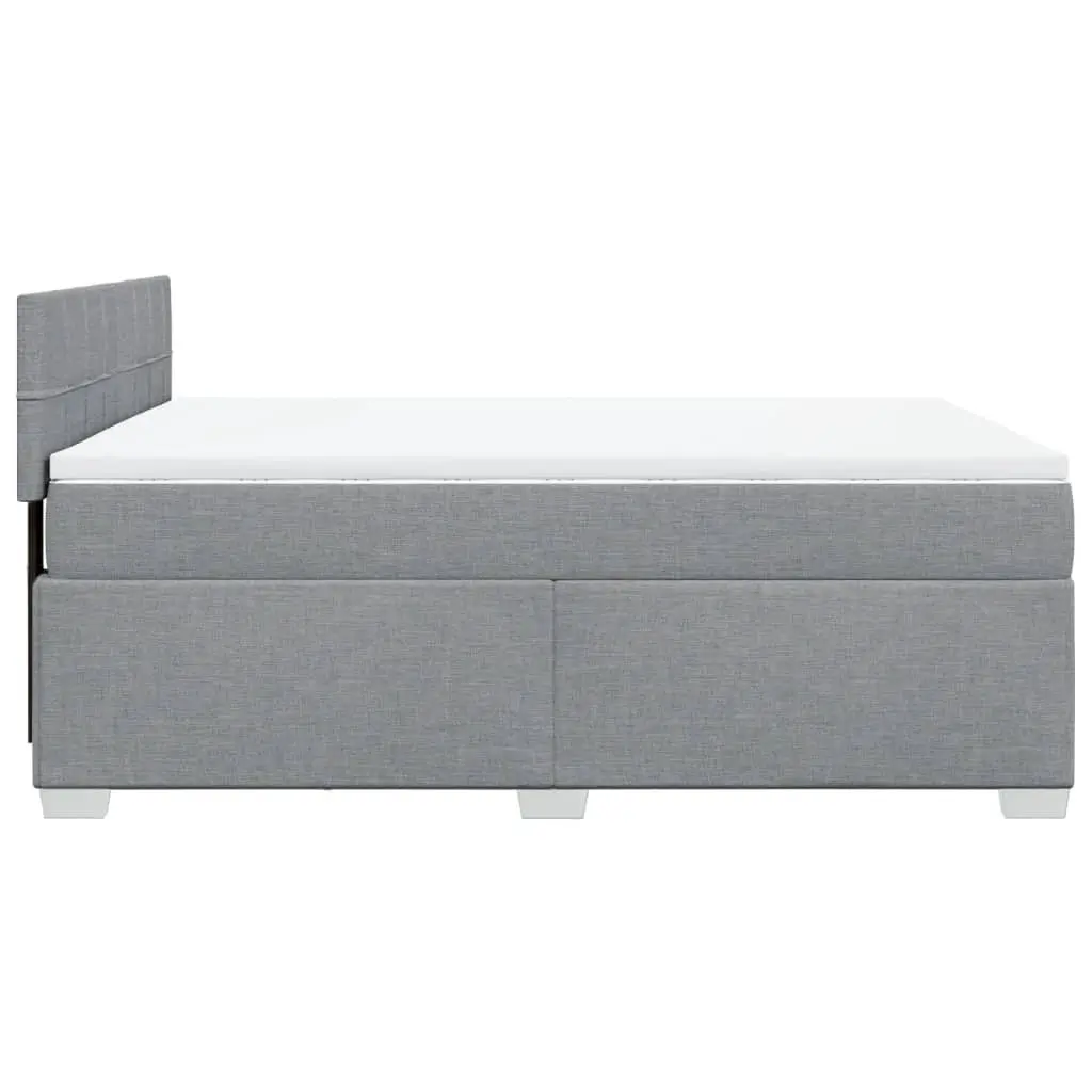 Queen Box Spring Bed Grey Fabric Pocket Spring Mattress