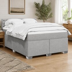 Queen Box Spring Bed with Pocket Mattress in Dark Grey