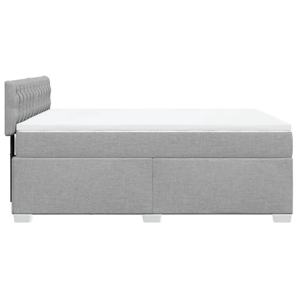 Queen Box Spring Bed Dark Grey Fabric Upholstered Frame Pocket Spring Mattress