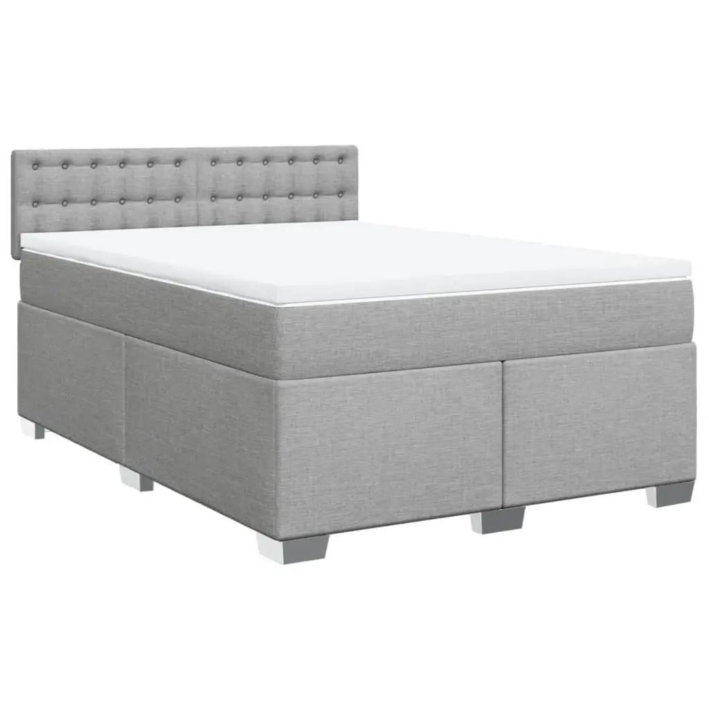 Queen Box Spring Bed Dark Grey Fabric Pocket Spring Mattress