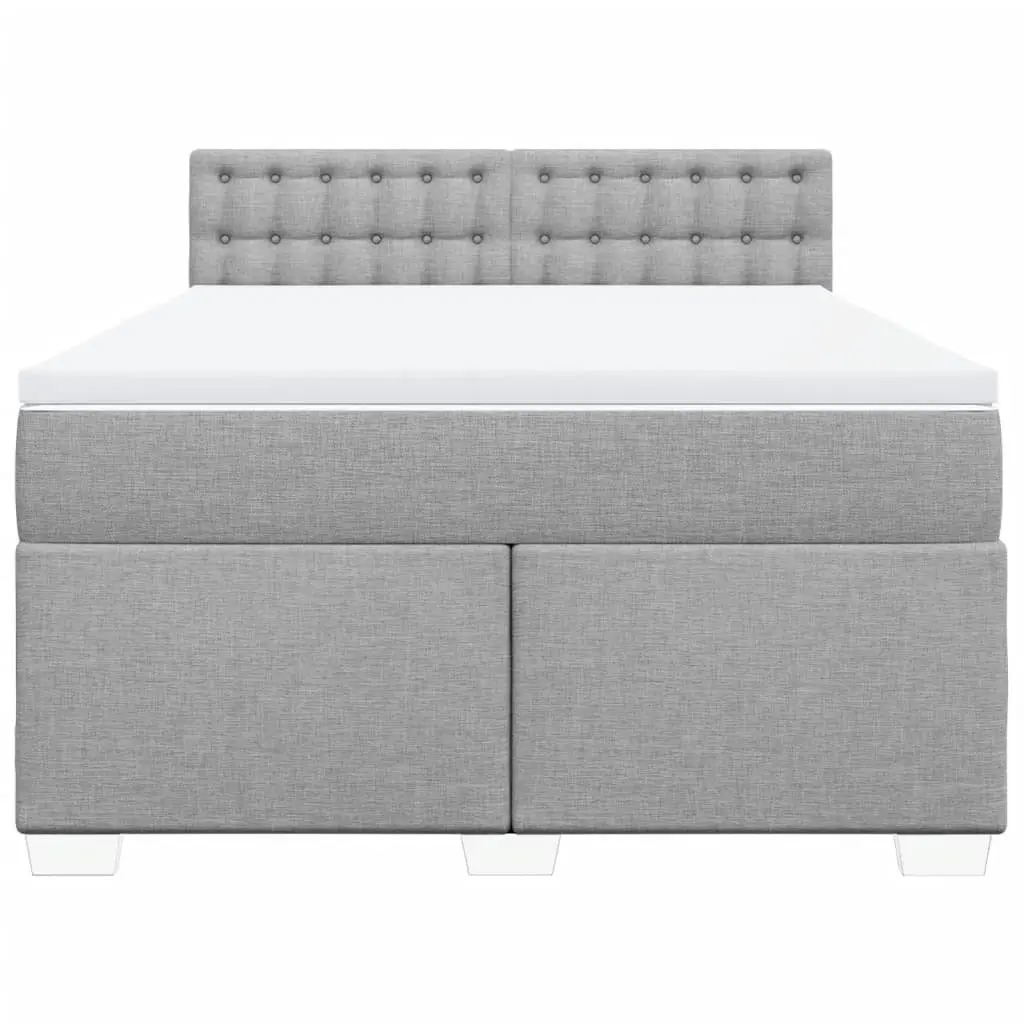 Queen Box Spring Bed Dark Grey Fabric Pocket Spring Mattress