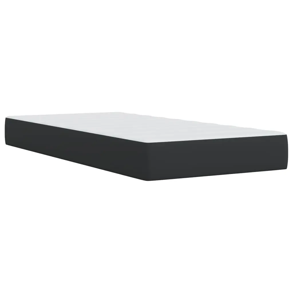 King Single Box Spring Bed Black Faux Leather Frame Pocket Sprung Mattress