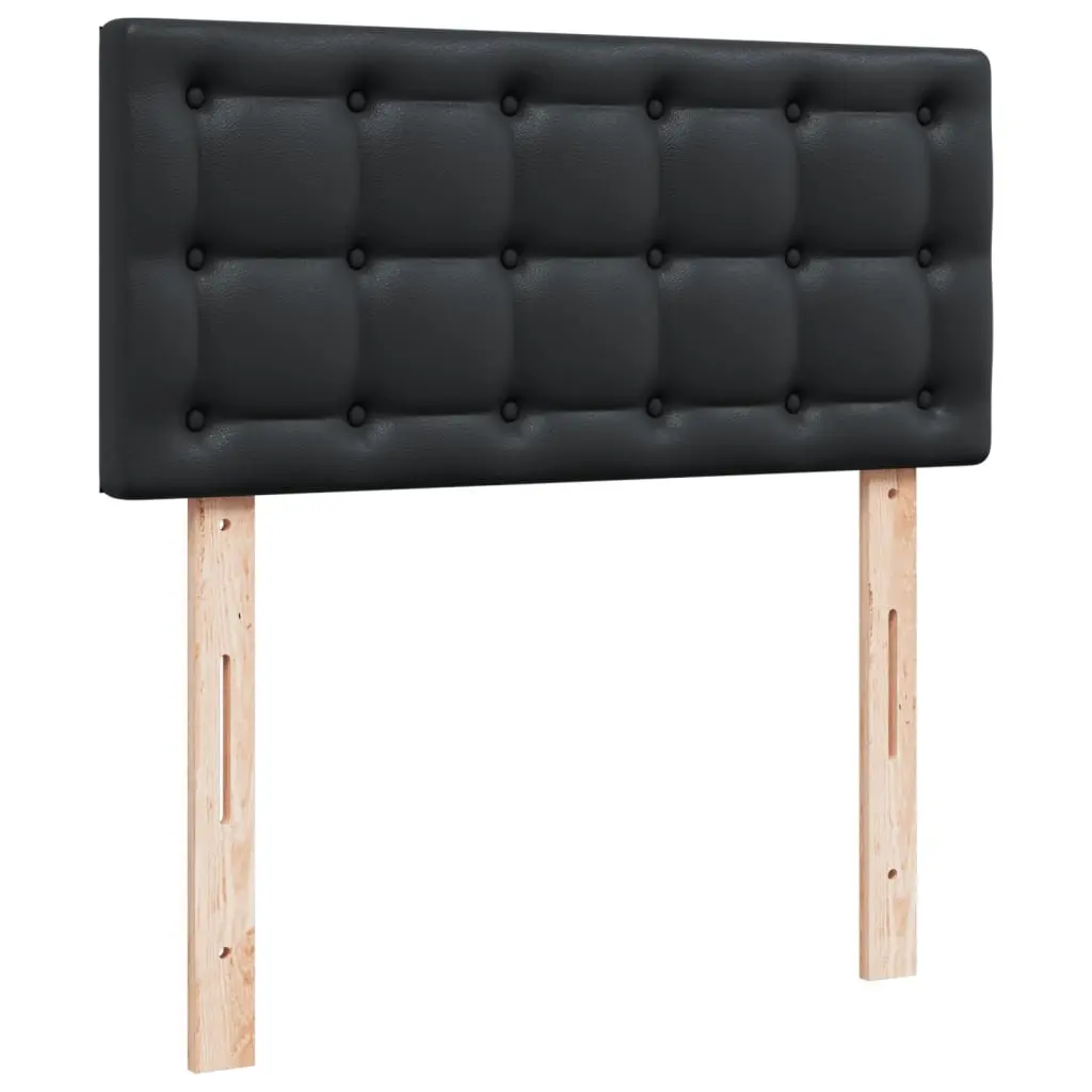 King Single Box Spring Bed Black Faux Leather Frame Pocket Sprung Mattress