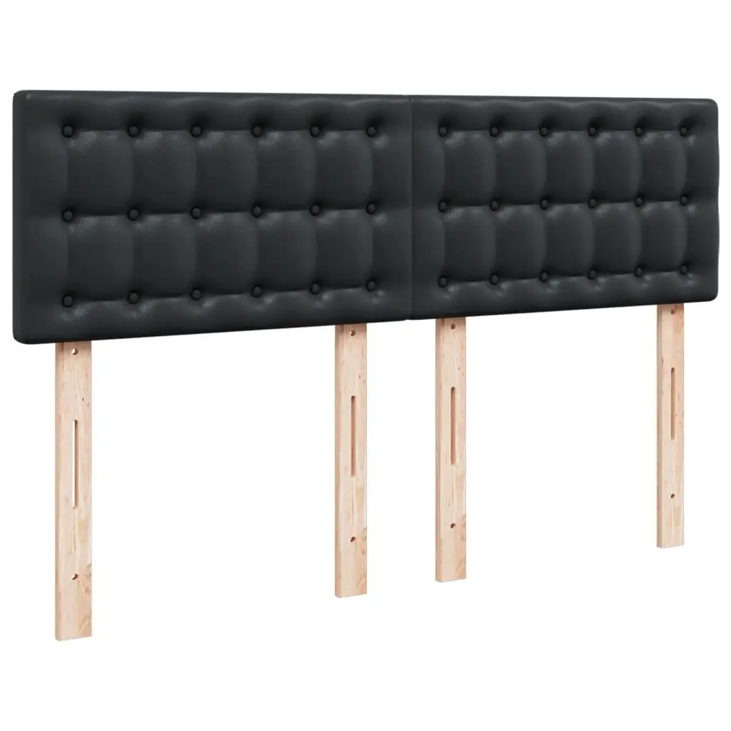 Queen Faux Leather Bed with Pocket Spring Mattress and Slatted Base Black