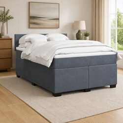 Velvet Upholstered Box Spring Bed with Pocket Sprung Mattress