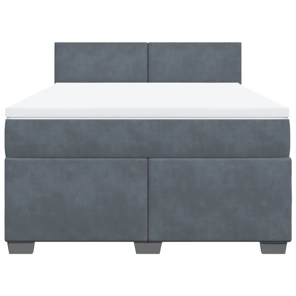 Box Spring Bed Velvet Upholstered Frame Double Pocket Sprung Mattress Black