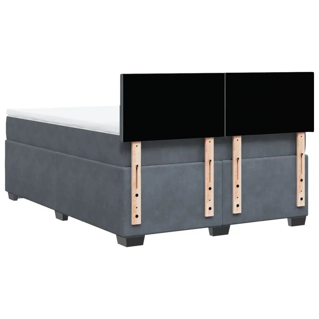 Box Spring Bed Velvet Upholstered Frame Double Pocket Sprung Mattress Black
