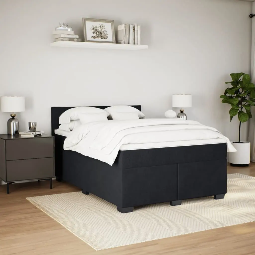 Double Box Spring Bed Grey Velvet Upholstered Frame Pocket Mattress