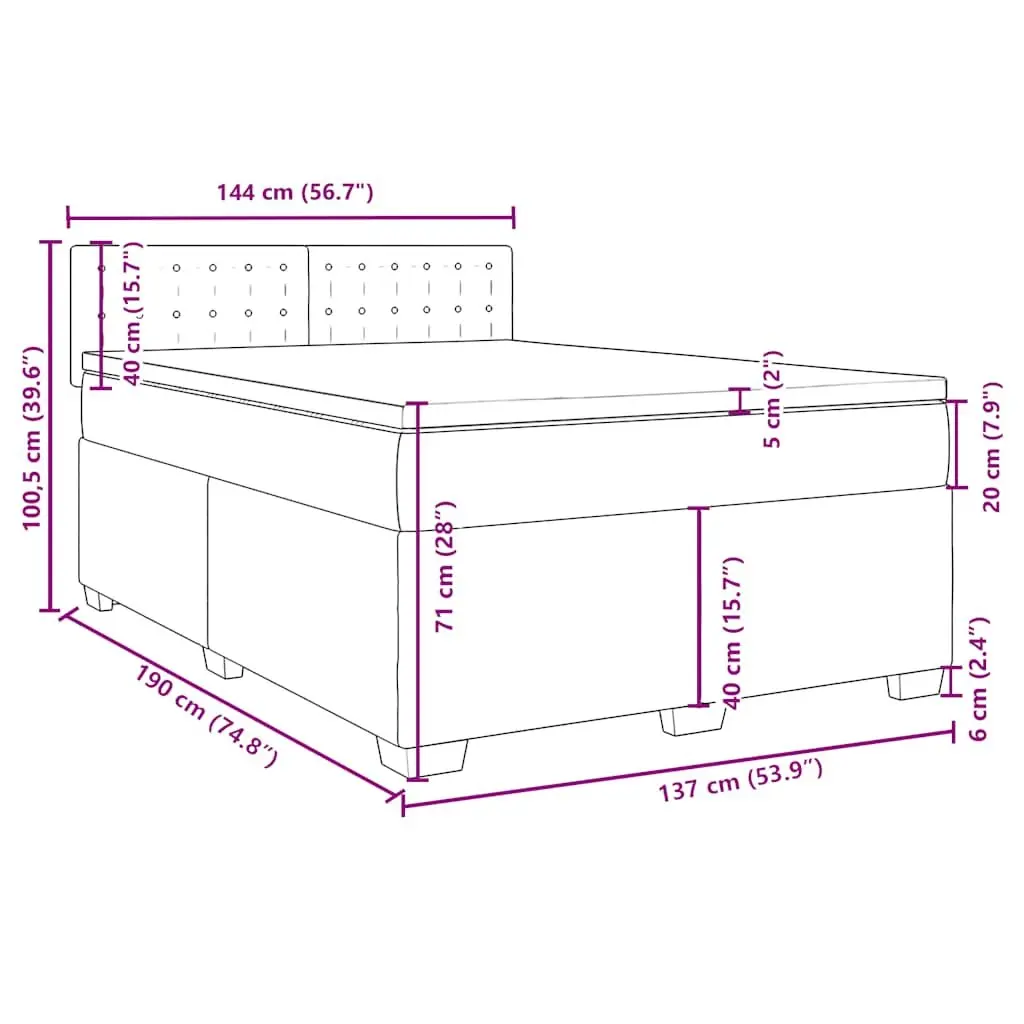 Double Box Spring Bed Dark Grey Velvet Double Bed Frame with Mattress