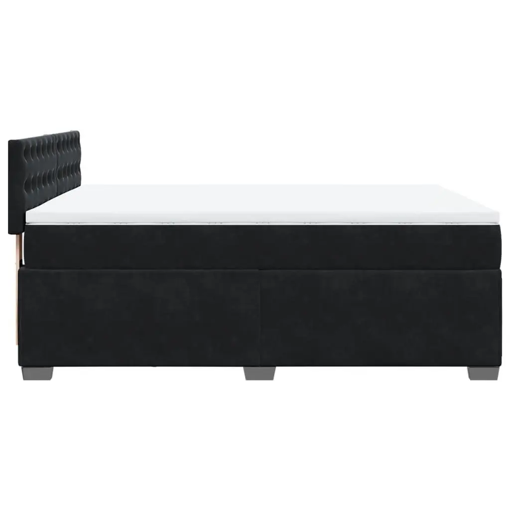 Box Spring Bed Velvet Grey Double Upholstered Frame with Pocket Spring Mattress