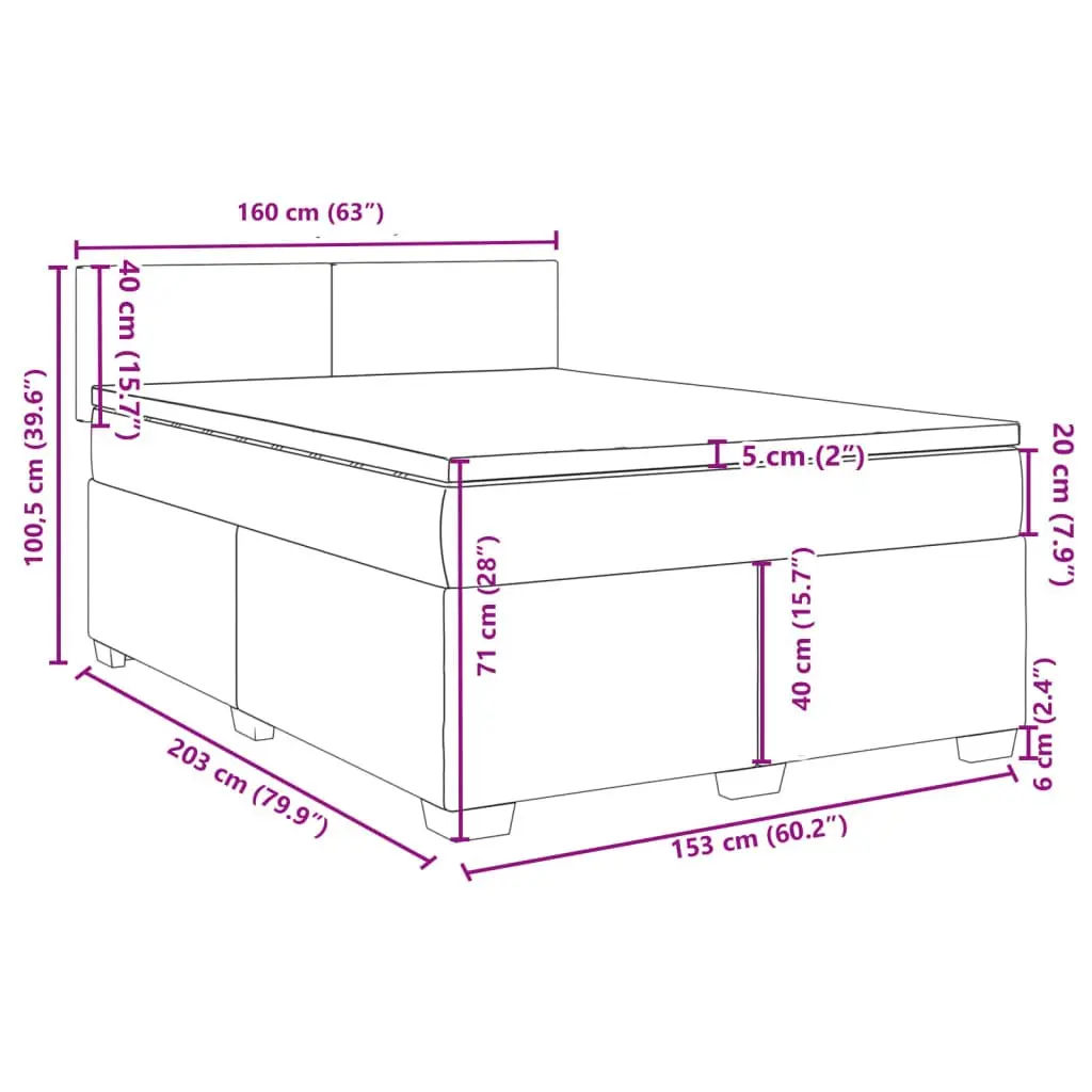 Box Spring Bed Velvet Upholstered Queen Pocket Spring Mattress Slatted Base