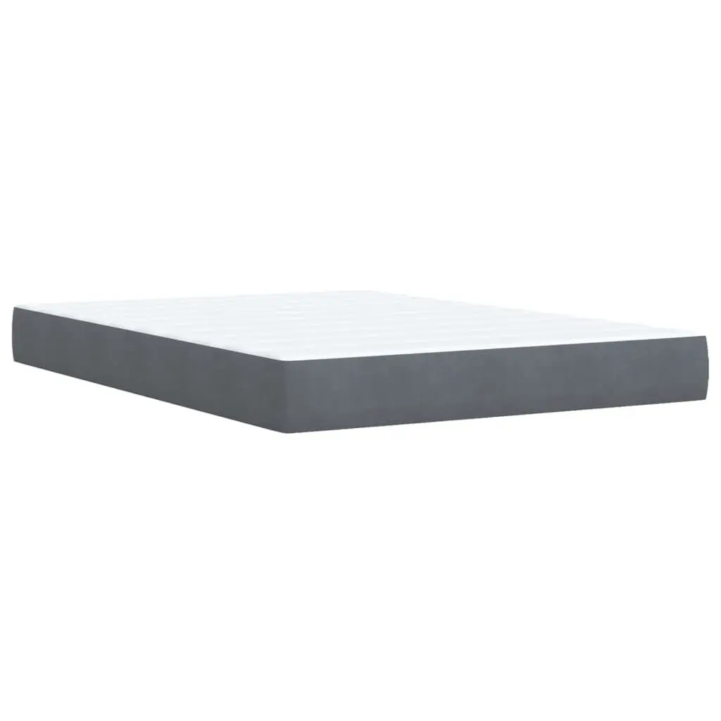 Box Spring Bed Velvet Upholstered Queen Pocket Spring Mattress Slatted Base