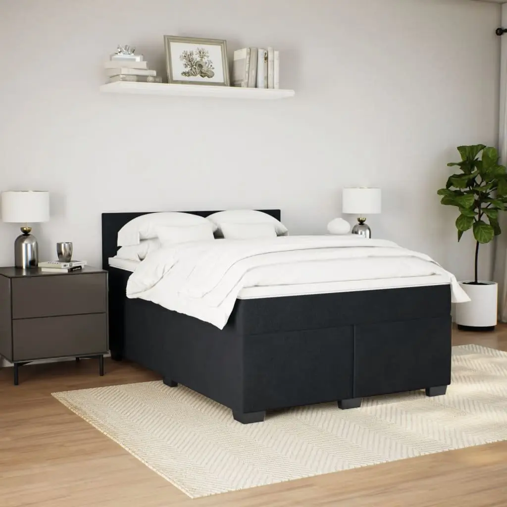 Queen Velvet Upholstered Bed Frame with Pocket Spring Mattress and Topper Grey