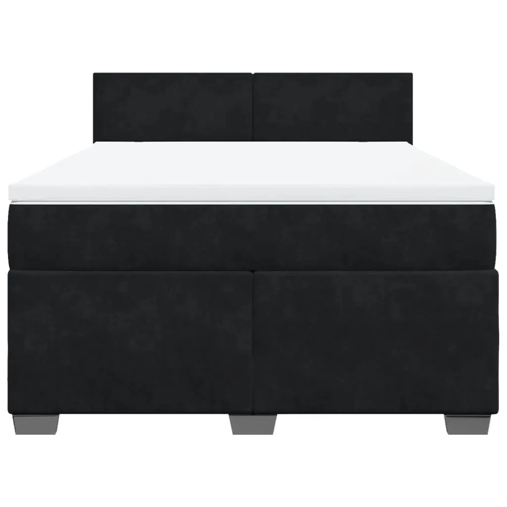 Queen Velvet Upholstered Bed Frame with Pocket Spring Mattress and Topper Grey