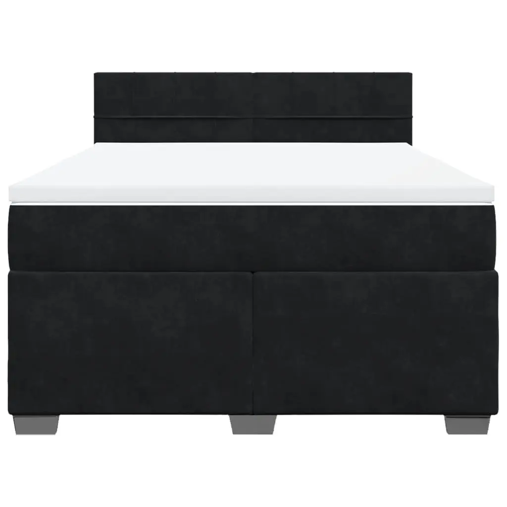 Queen Box Spring Bed Grey Velvet Upholstered Frame Pocket Spring Mattress