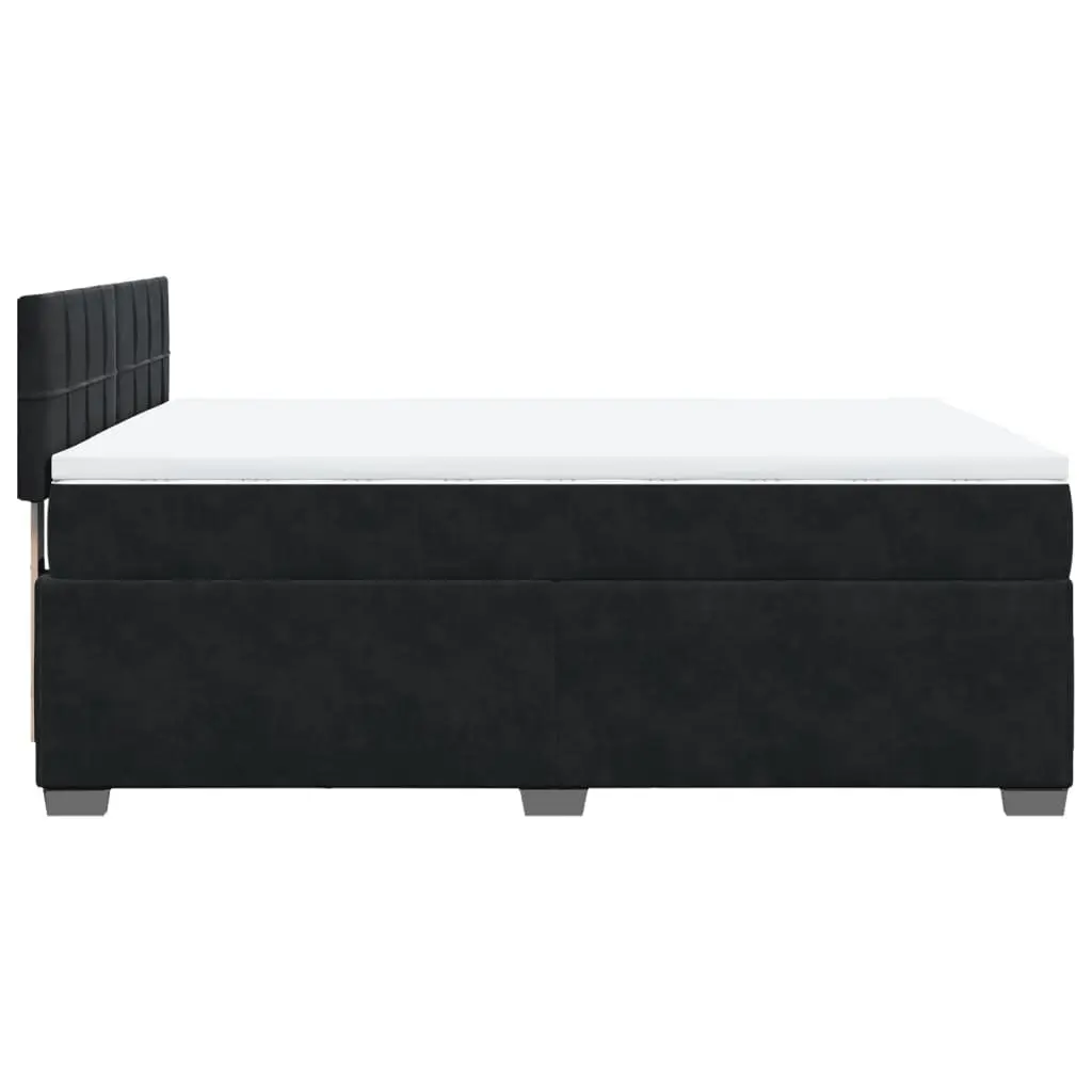 Queen Box Spring Bed Grey Velvet Upholstered Frame Pocket Spring Mattress