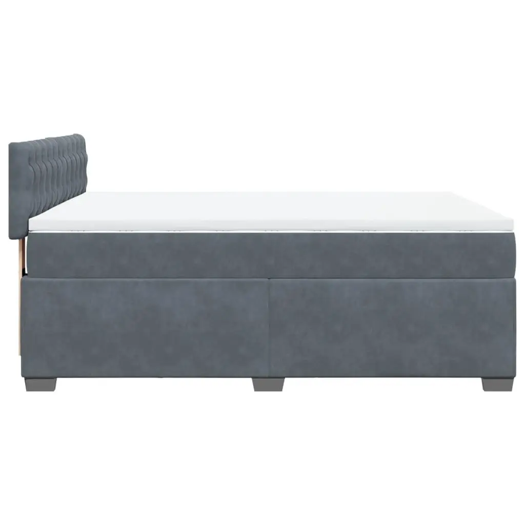 Box Spring Bed Velvet Upholstered Queen Size Pocket Spring Mattress Slats
