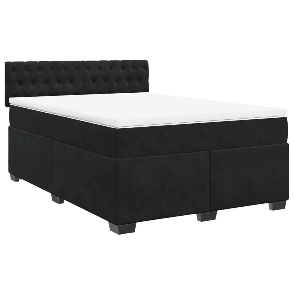 Queen Bed Frame Upholstered in Grey Velvet with Pocket Spring Mattress
