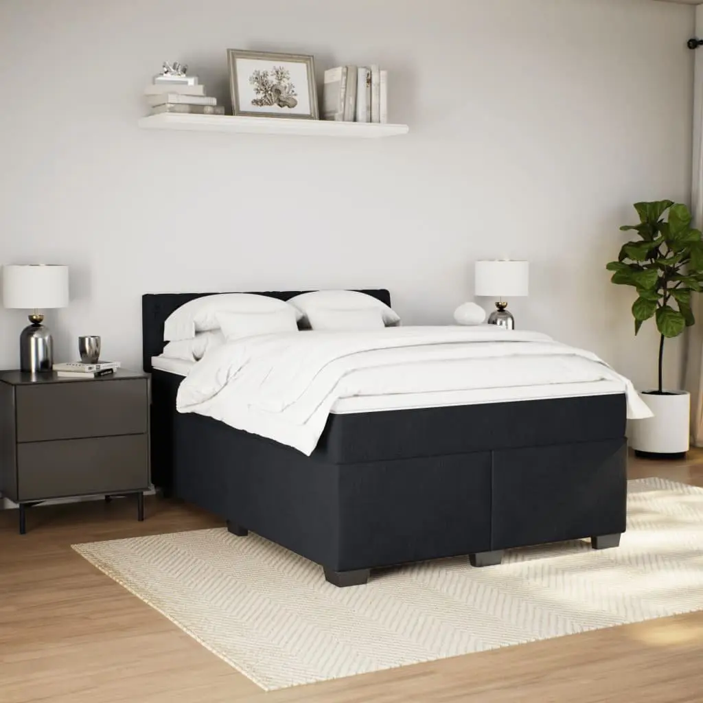 Queen Bed Frame Upholstered in Grey Velvet with Pocket Spring Mattress
