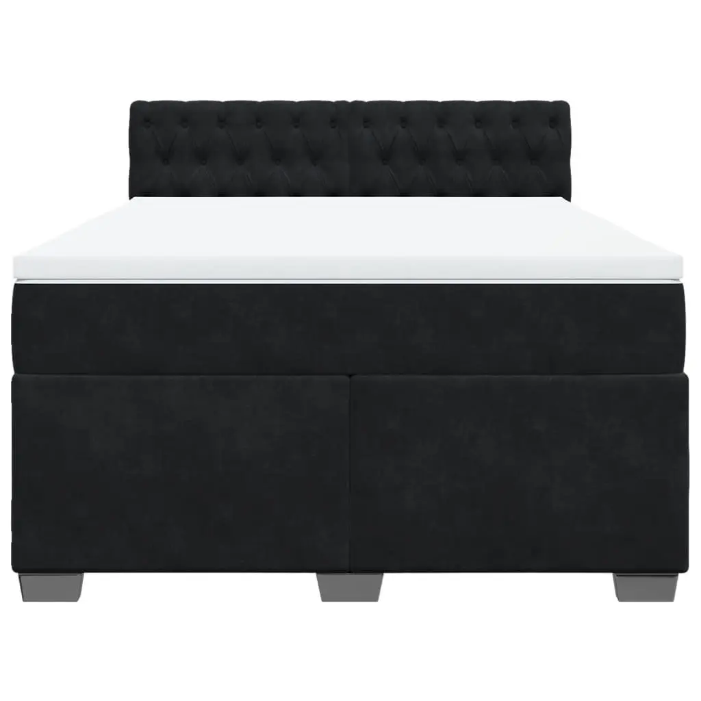 Queen Bed Frame Upholstered in Grey Velvet with Pocket Spring Mattress