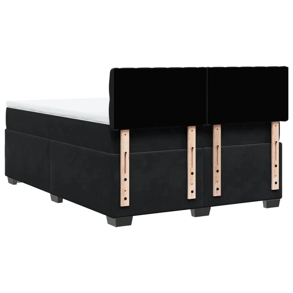 Queen Bed Frame Upholstered in Grey Velvet with Pocket Spring Mattress