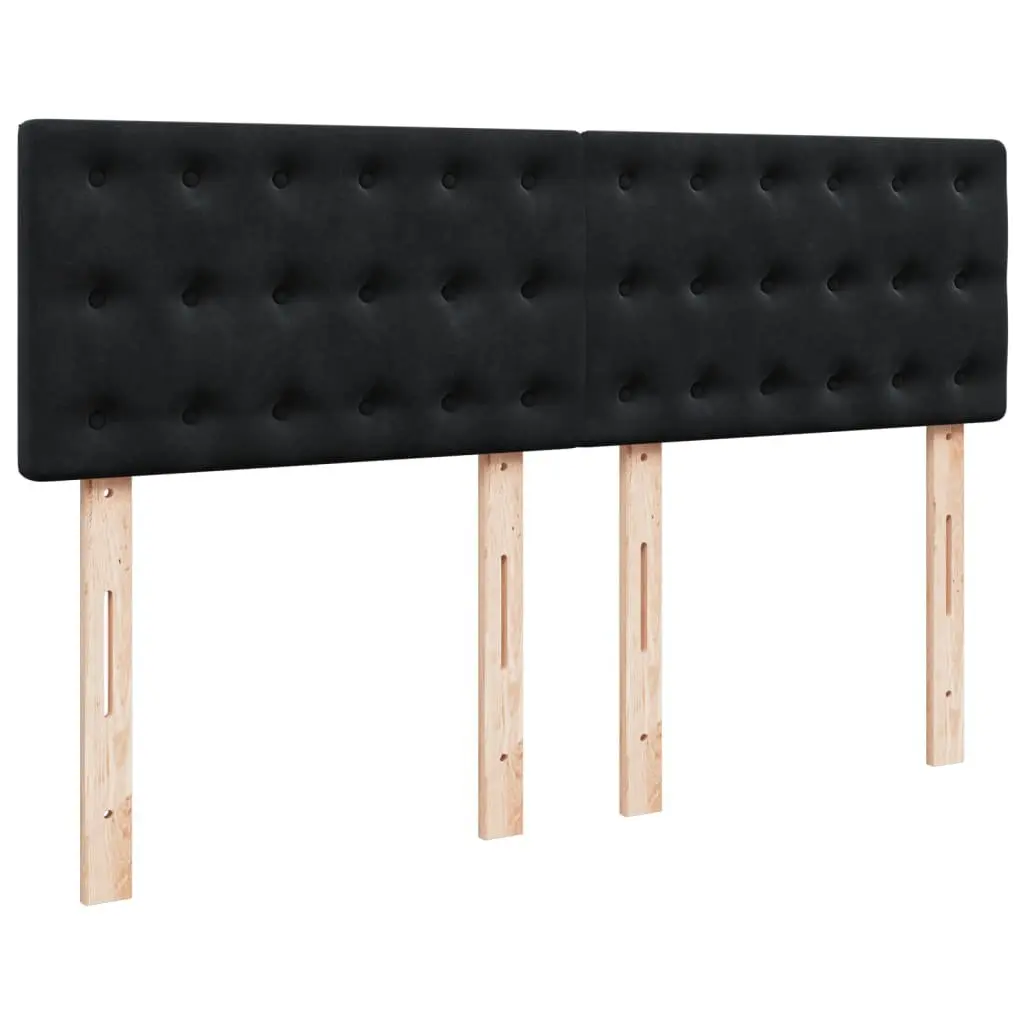 Queen Box Spring Bed Velvet Upholstered Frame Slat Base Pocket Mattress