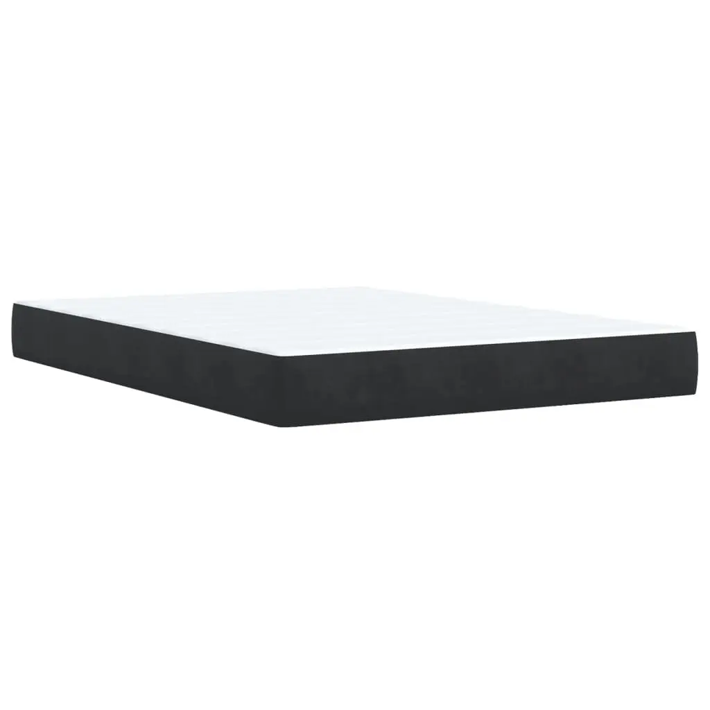 Queen Box Spring Bed Velvet Upholstered Frame Slat Base Pocket Mattress