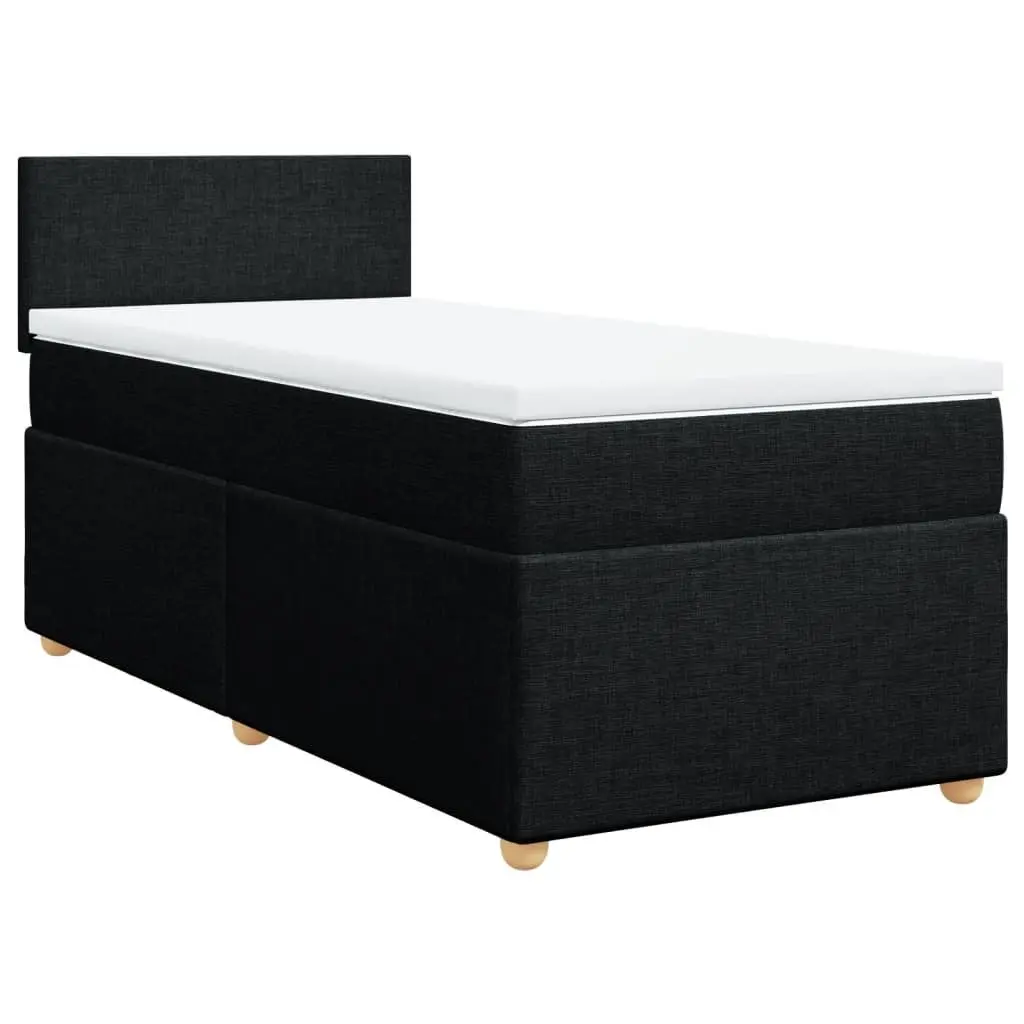 King Single Box Spring Bed Black Fabric Frame Pocket Spring Mattress