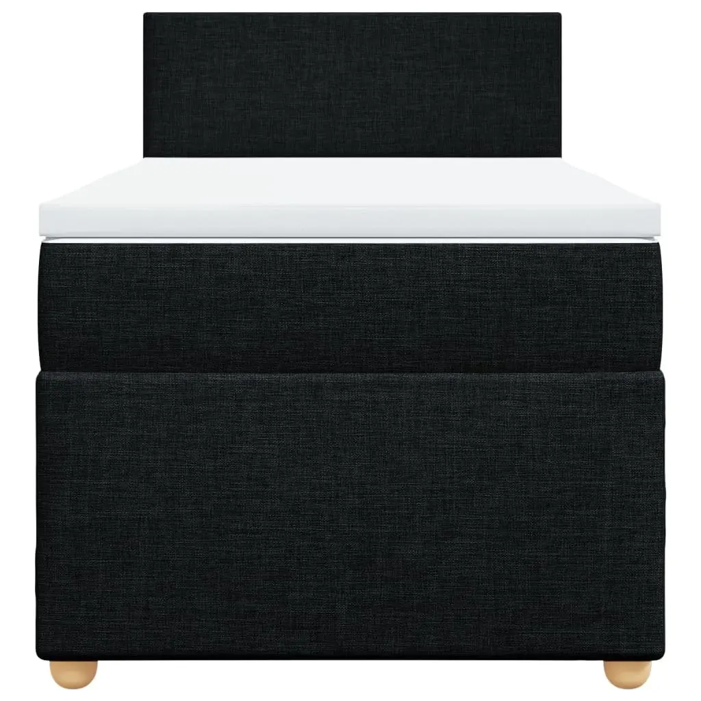 King Single Box Spring Bed Black Fabric Frame Pocket Spring Mattress