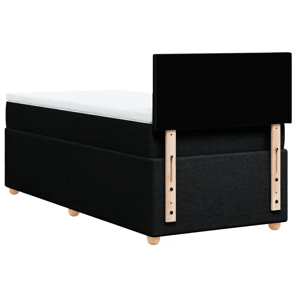 King Single Box Spring Bed Black Fabric Frame Pocket Spring Mattress