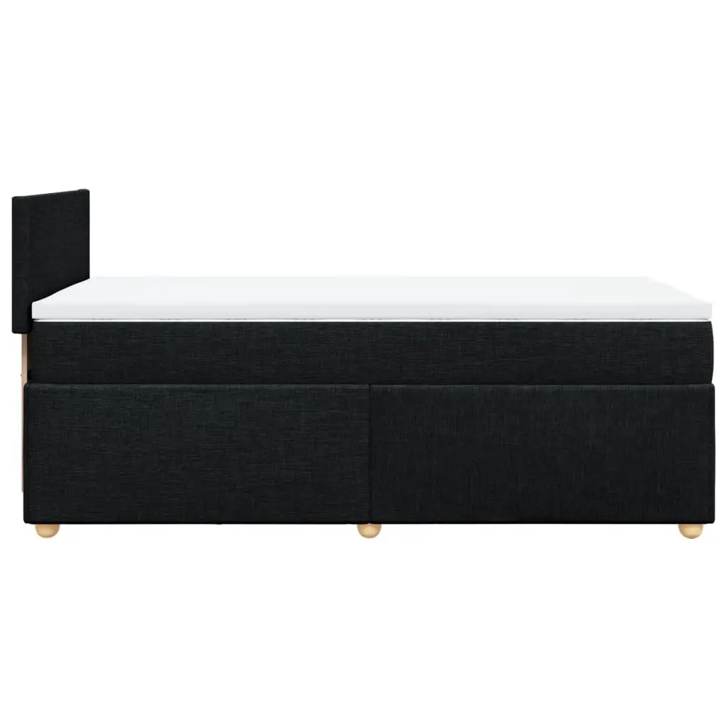 King Single Box Spring Bed Black Fabric Frame Pocket Spring Mattress