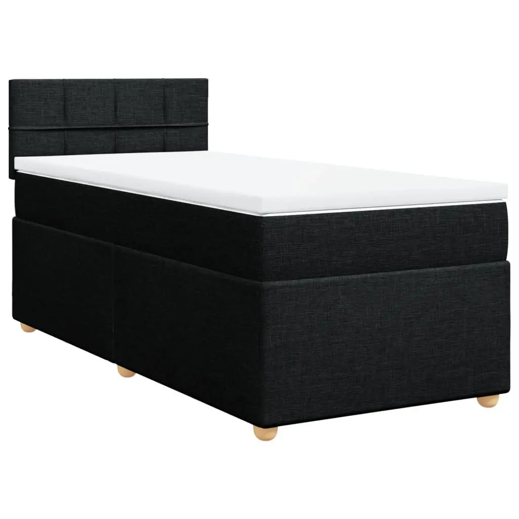 Box Spring Bed King Single Black Fabric Frame Pocket Spring Mattress