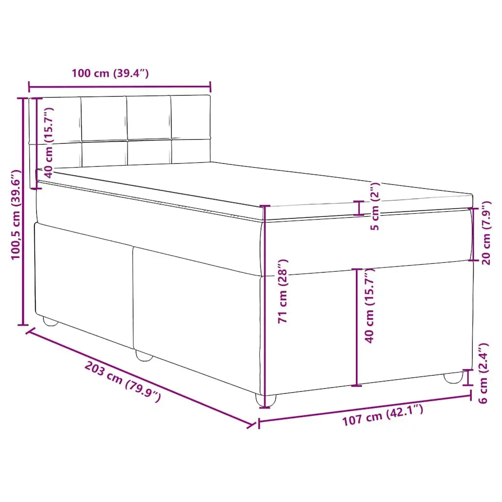 Box Spring Bed King Single Black Fabric Frame Pocket Spring Mattress