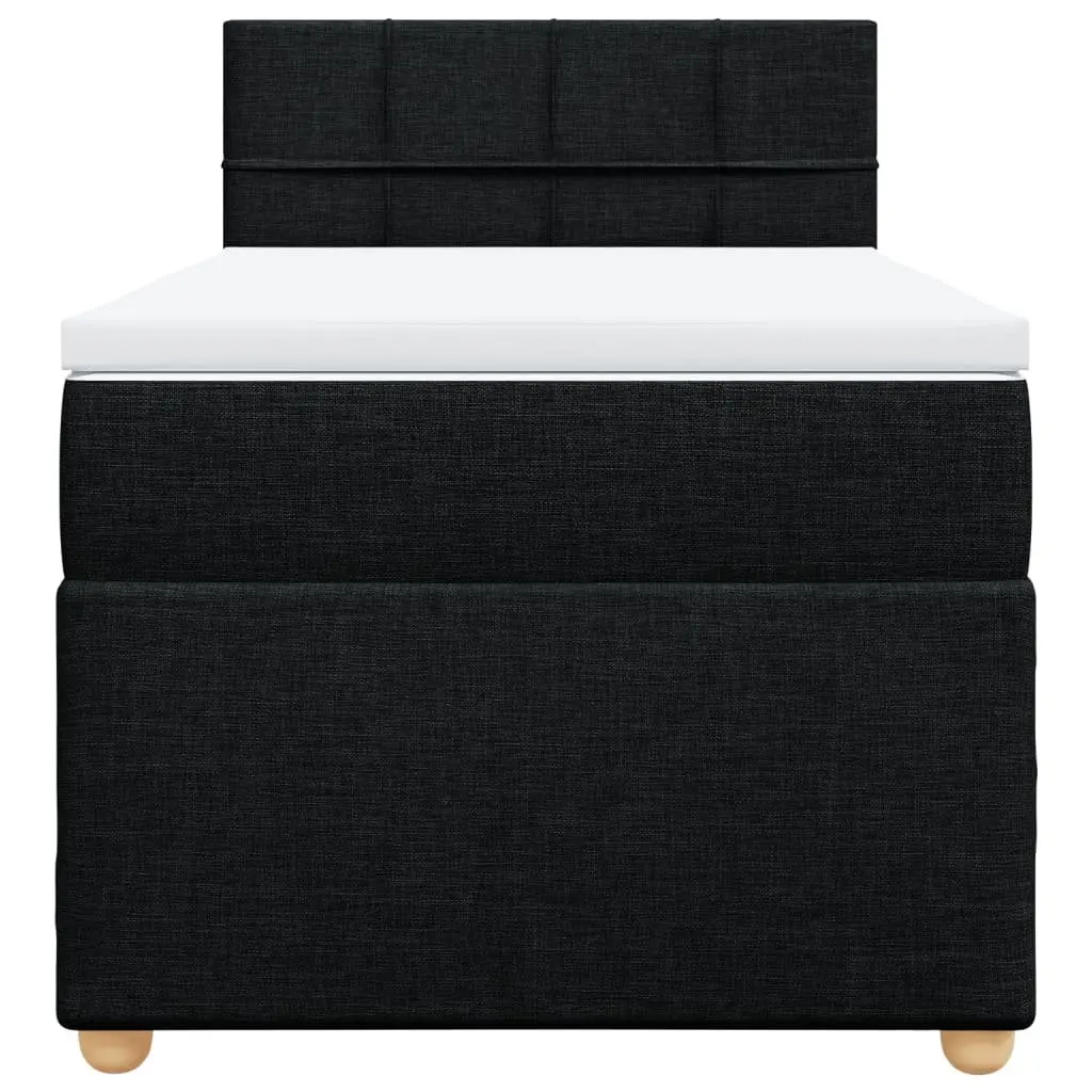 Box Spring Bed King Single Black Fabric Frame Pocket Spring Mattress