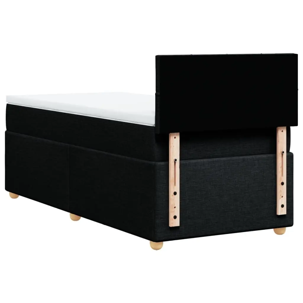 Box Spring Bed King Single Black Fabric Frame Pocket Spring Mattress