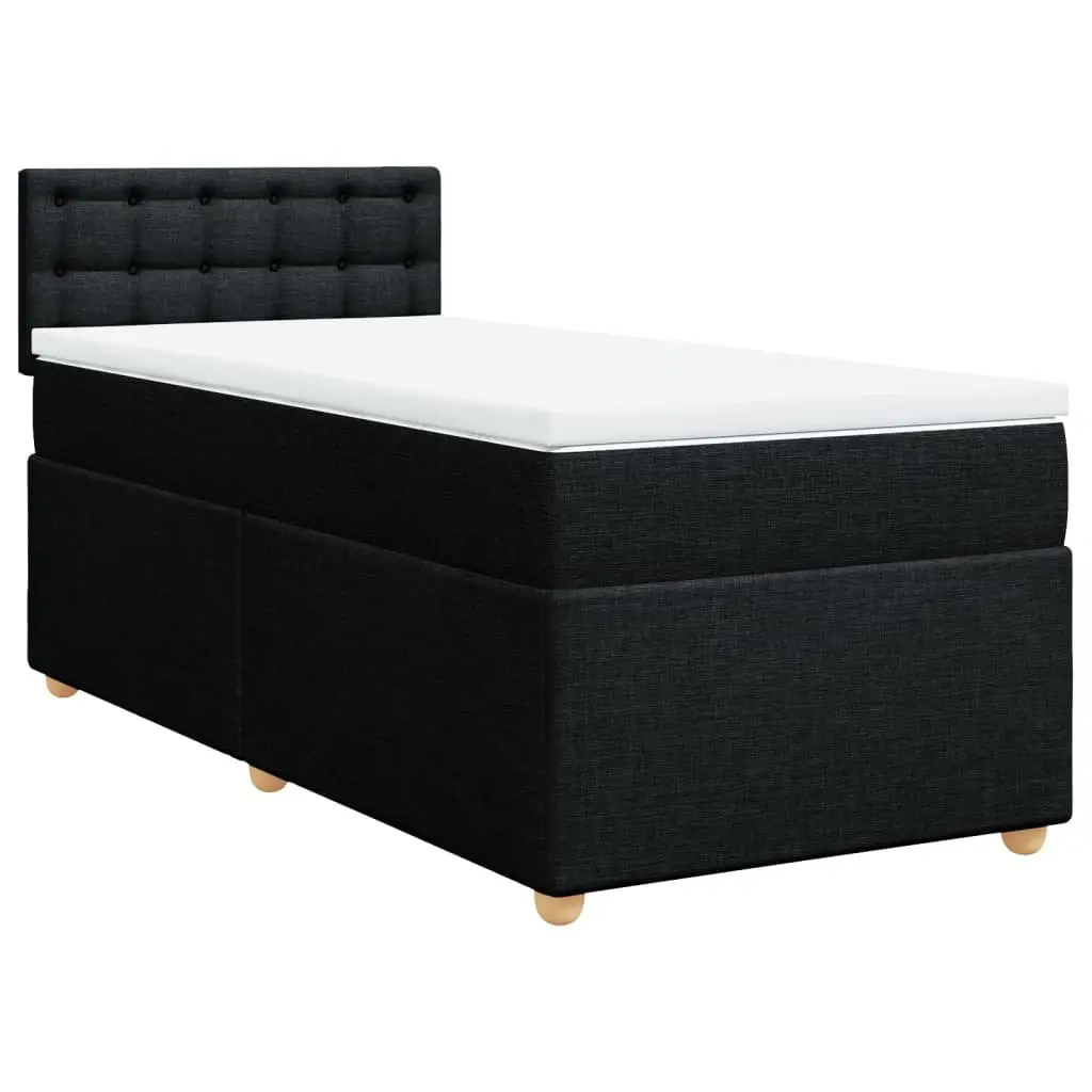 Box Spring Bed King Single Pocket Spring Mattress Black Polyester Fabric